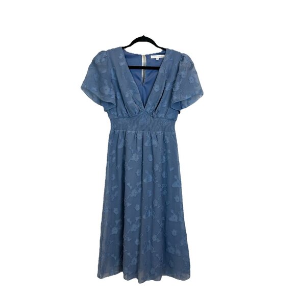 Baltic Born Dresses & Skirts - Baltic Born June Smocked Midi Dress Blue Size XS V-Neck